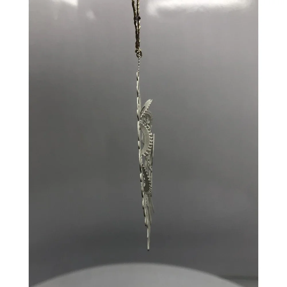 Vintage Christmas Ornament White‎ Type Metal Candle Delicate Cut-Out 2.5